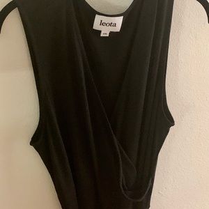 Black faux wrap maxi dress w’ side slits & sash